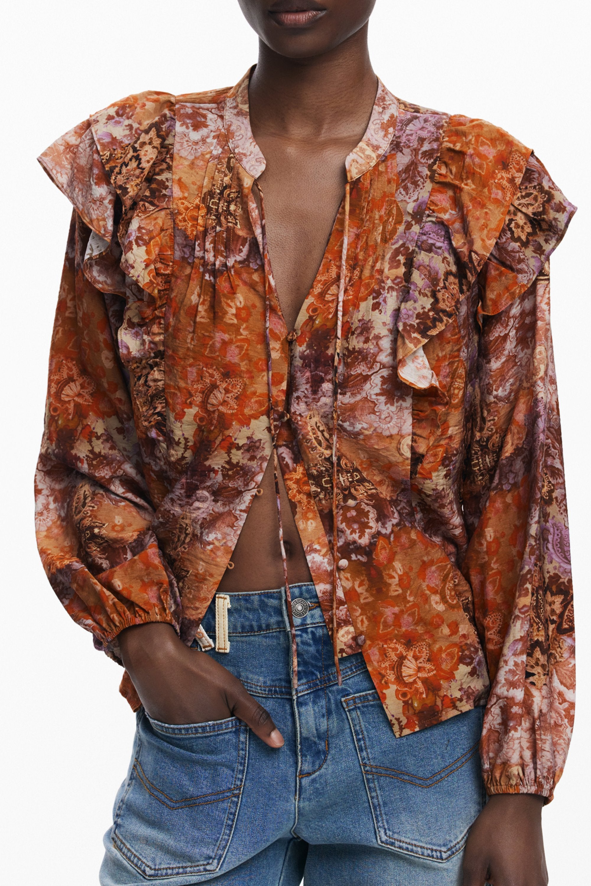 DESIGUAL CAMICIA MANICHE LUNGHE DONNA ARANCIO