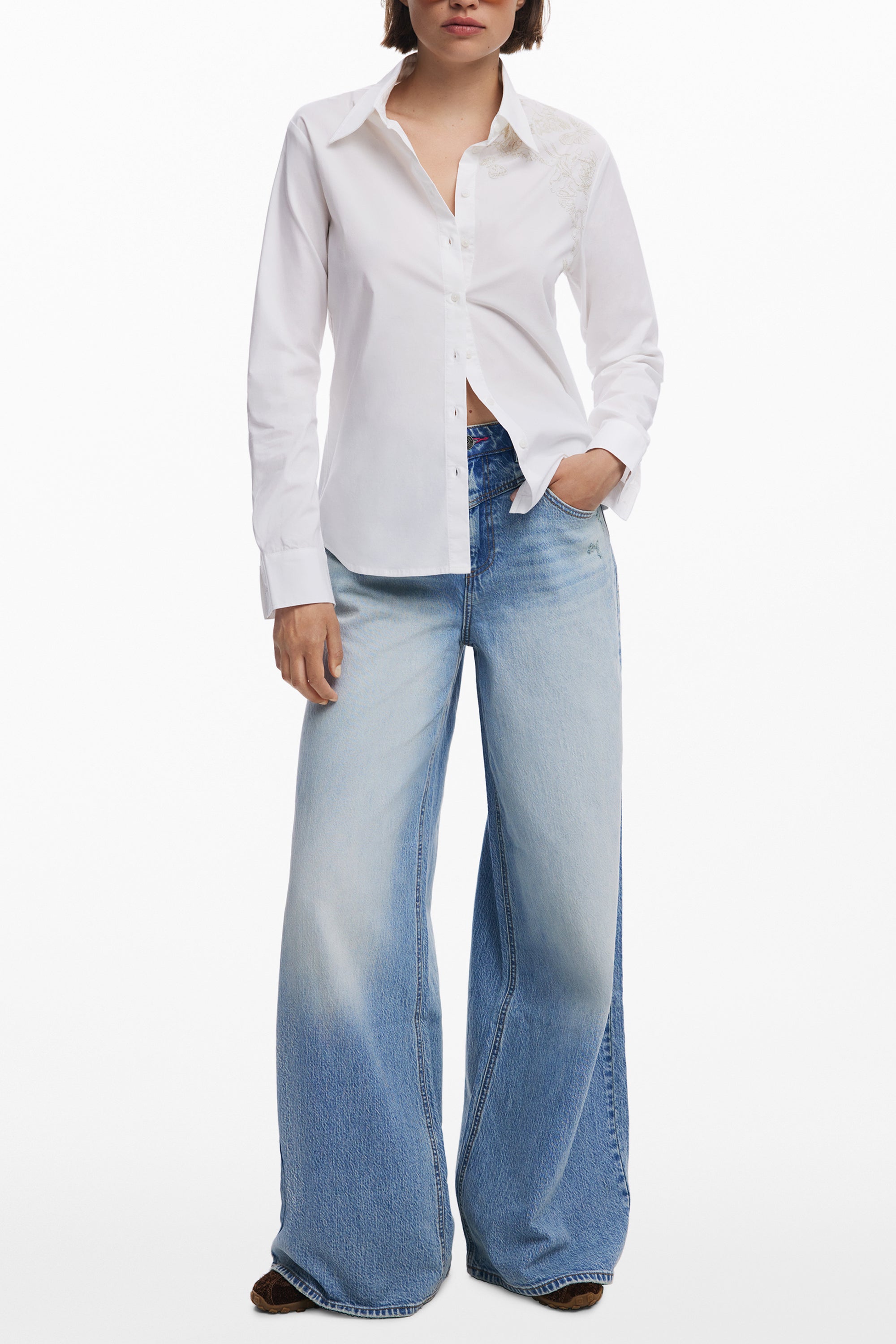 DESIGUAL CAMICIA MANICHE LUNGHE DONNA BIANCO