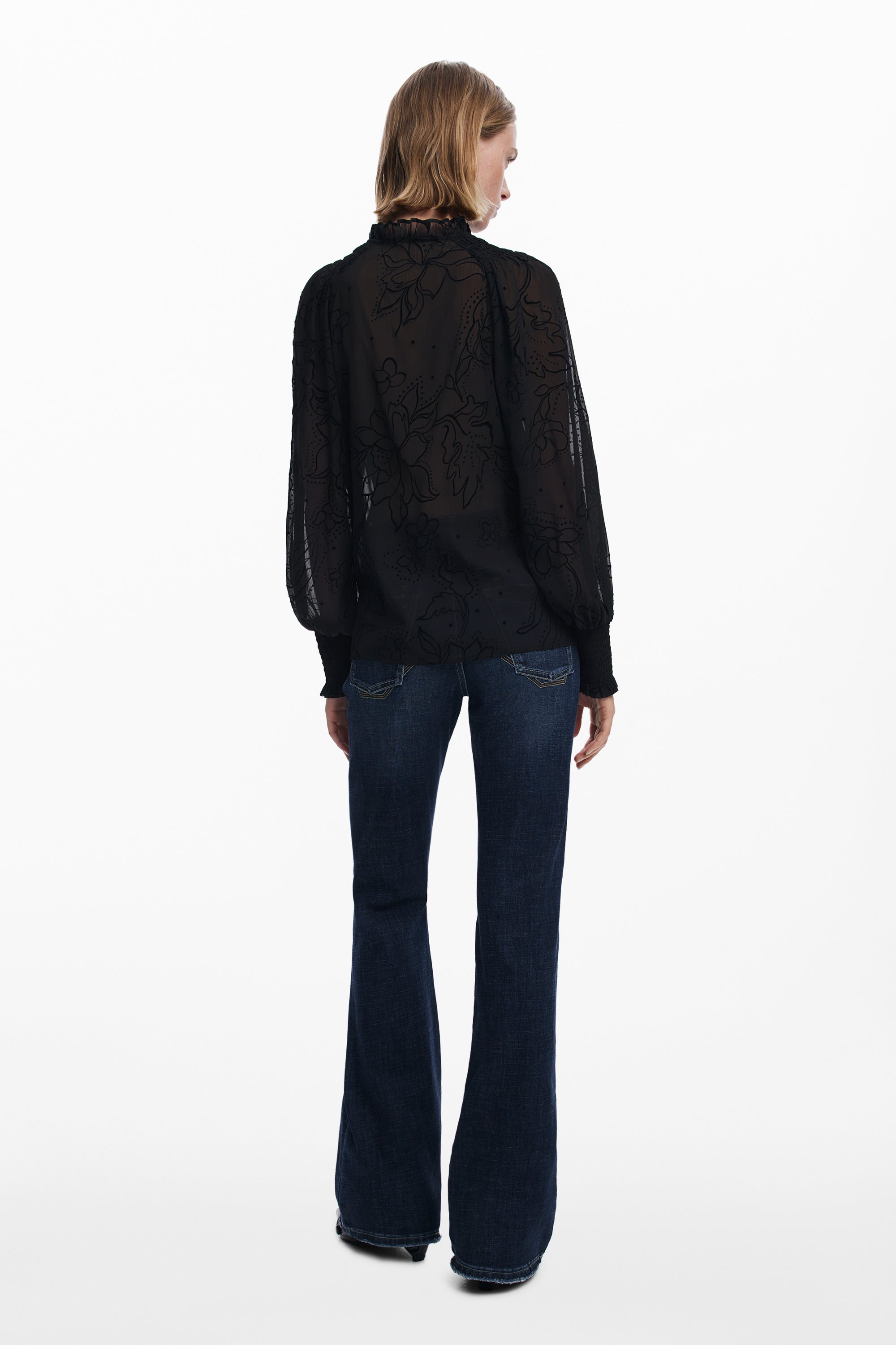 DESIGUAL CAMICIA MANICHE LUNGHE DONNA NERO