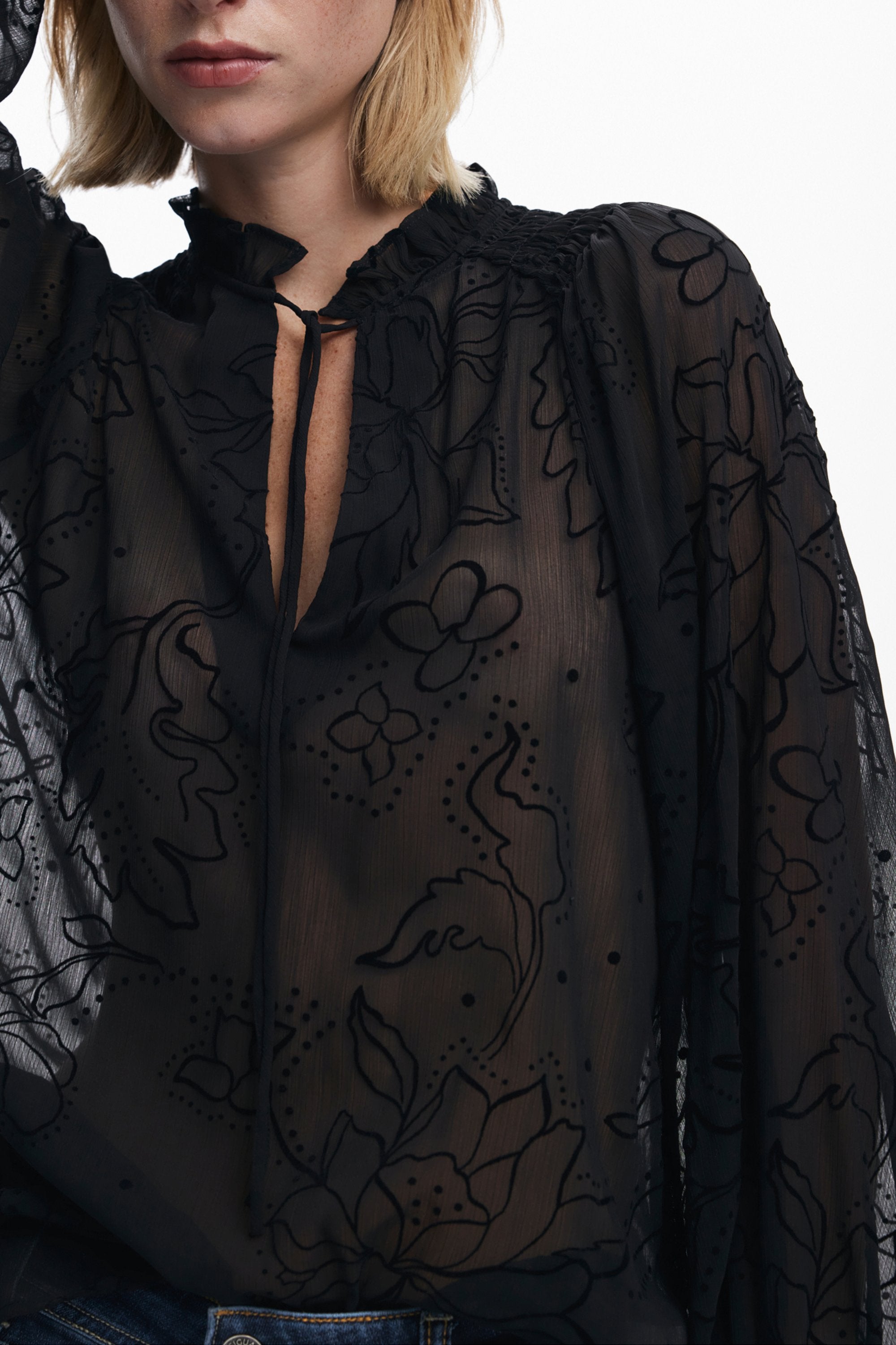 DESIGUAL CAMICIA MANICHE LUNGHE DONNA NERO