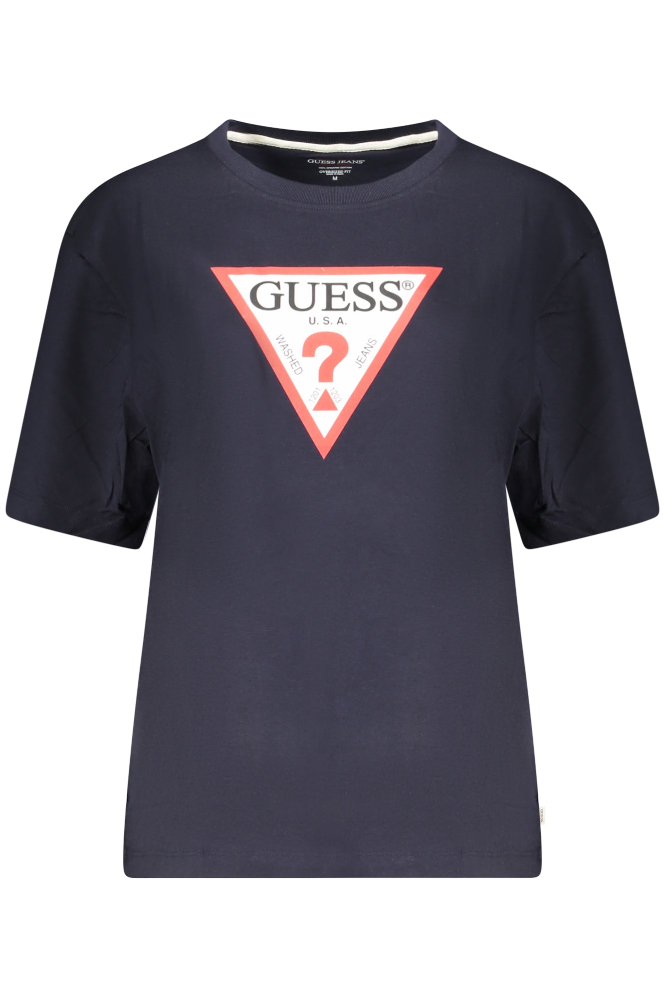 GUESS JEANS T-SHIRT MANICHE CORTE DONNA BLU