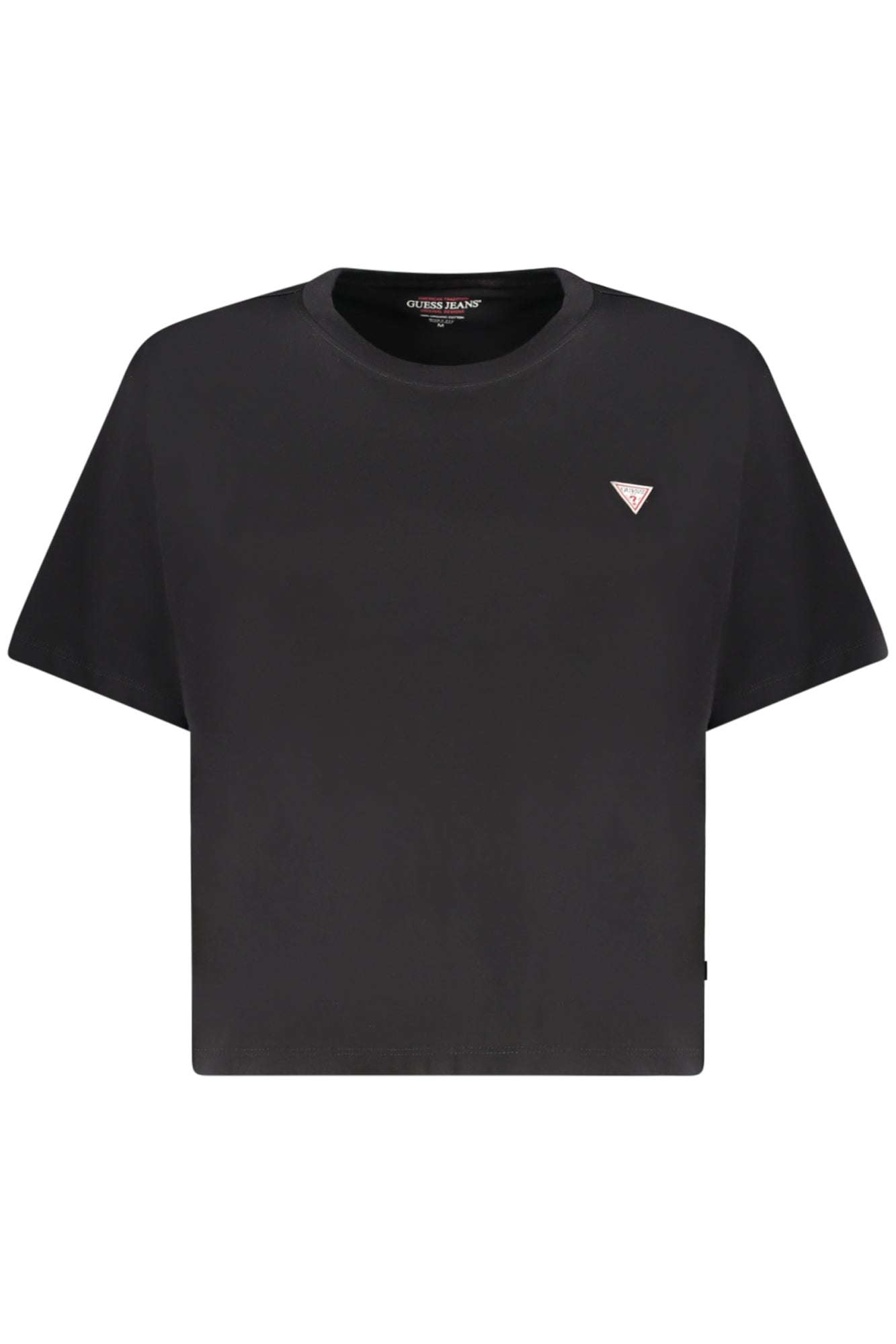 GUESS JEANS T-SHIRT MANICHE CORTE DONNA NERO